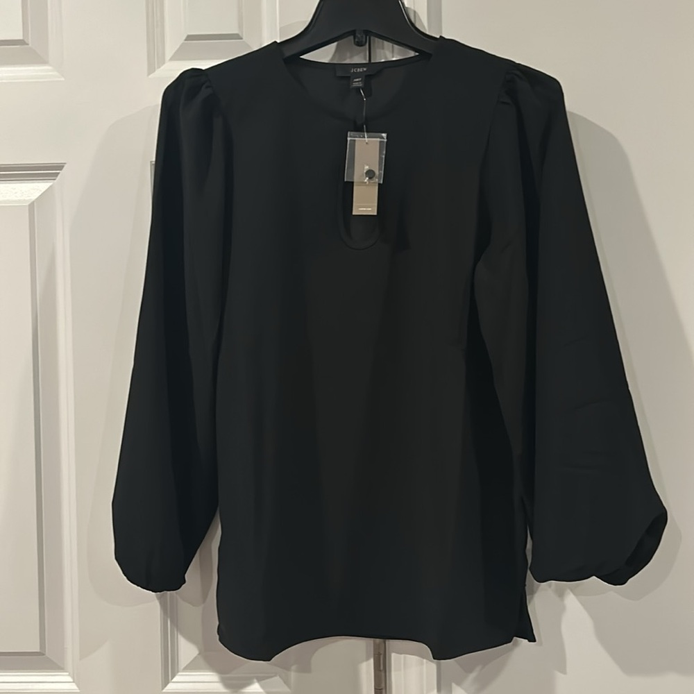 NWT J.Crew Puff Sleeve Satin Back Crepe Top